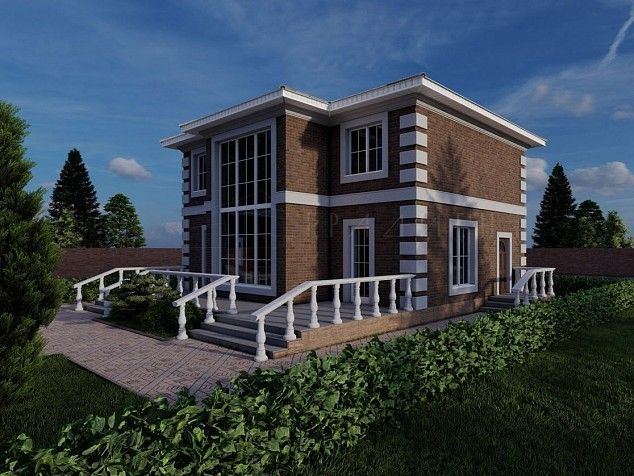 Проект двухэтажного загородного дома площадью 143 м2 с террасой
